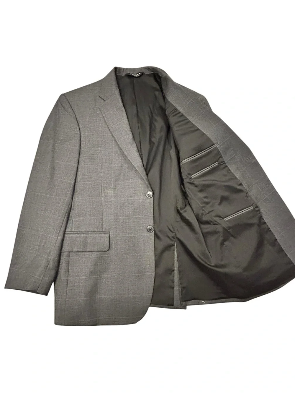 Jos. A. Bank Traveler Men's Gray Windowpane 2PC Suit 100% Wool 42S Formal Office
